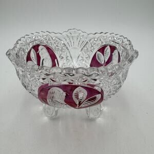 Vintage Byrdes Collection 3 Toed Bowl 5 inch by Hofbauer 24% Lead Crystal